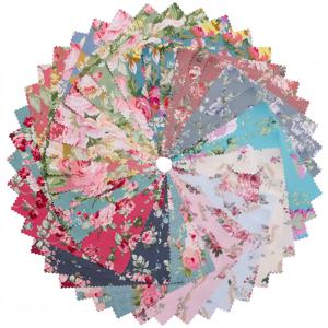 TEMU 42개 12.7cm X 12.7cm 체커보드 및 빈티지 플로럴 공예용 패브릭 사각형 / 12.7x12.7cm - 루즈 액세서리 재료 패브릭 사각형 - 퀼트, DIY 공예, 홈 데코, 재봉용