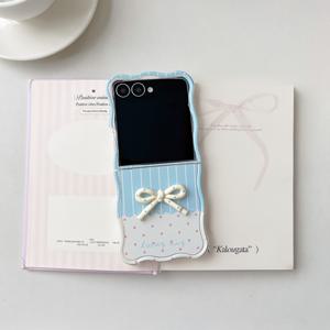 TEMU 휴대폰 케이스 - 3D 웨이브 패턴 리본 매듭 접이식 폰 케이스, 삼성 Z Flip 3/4/5/6/7 Flip 호환 풀 보호 커버