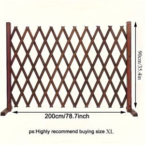 TEMU 조절 가능한 나무 접이식 울타리 - 드릴 불필요, 스프링 디자인, 내후성 브라운 우드, 실내외 사용에 적합, 정원 칸막이, 덩굴 지지대, 반려동물 안전, 외관, 휴대용 보관, 튼튼하고 내구성