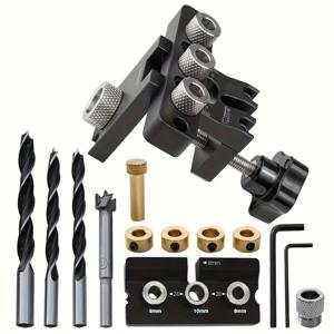 TEMU 목공 위치 지그 다웰 캠 지그 3in 1 다웰링 지그 마스터 키트, 목공 DIY 선물용 나무 구멍 드릴링 가이드