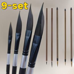 TEMU 9개 앵글 브러쉬 세트 (면도기 엣지 어플리케이터 포함), 수채화 염료 및 미술용 색료에 적합, 캔버스 및 다양한 표면 프로젝트에 이상적, 및 스튜디오에 적합