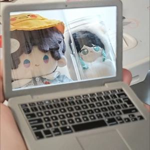 TEMU 애플 노트북 크리에이티브 미니 컴퓨터 소형 거울, 휴대용 스타일링 노트북, 접이식 휴대용 메이크업 거울