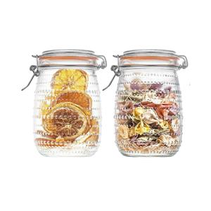 TEMU 2/4개 1000ml/32oz 창의적인 릴리프 디자인 유리 메이슨 병 - 넓은 입구 밀폐용 캔잉 병, 클립형 뚜껑 포함 (피클, 샐러드, 잼 & 커피 원두용) - 주방 보관 & 팬트리 정리 필수품