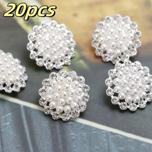TEMU 20개 우아한 화이트 펄 장식 버튼 - 의류, 가방, 공예에 완벽 - 셔츠, 드레스, 재킷, 홈 데코레이션에 이상적, 빈티지 버튼 디자인, 내구성 있는 합금 버튼, 공예용 버튼