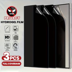 TEMU 삼성 갤럭시 S25 울트라/S24/S25 엣지/S23 울트라/S22/S21/S20 플러스/Fe에 적합한 사생활 보호 소프트 하이드로겔 필름 3개입, 삼성 노트 20 울트라/20/10 플러스 호환 풀 커버 스크린 보호 필름, 사생활 보호 하이드로겔 필름