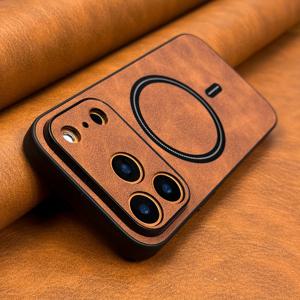 TEMU 휴대폰 케이스 - 고급 비즈니스 레트로 인조 양피革 인조 가죽 마그네틱 휴대폰 케이스, 아이폰 17 Pro Max Air 16 15 14 13 12 11 Pro Max Plus 호환, 무선 충전 지원, 카메라 보호, 충격 방지 커버