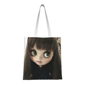 TEMU 브루네타 블라이트 인형 토트백 - 귀여운 인형 얼굴과 표현력이 풍부한 눈, 오픈형 상점 가방, 내구성이 뛰어난 여성용 데일리 캐리올, 인형 수집가 및 애니메이션 팬을 위한 이상적인 선물, 캐주얼 캐리올, 어반 스타일, 튼튼한 손잡이, 패션 액세서리