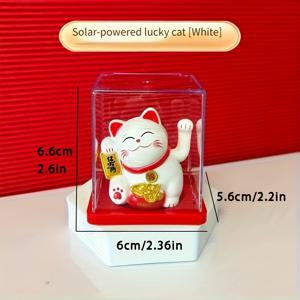 TEMU 행운의 고양이 미니 만에키 네코 조각상 태양광 흔들리는 팔 기울어진 머리 아기 고양이 먼지 덮개 포함 사무실 책상 자동차 대시보드 장식용
