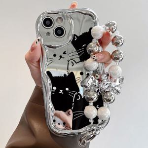 TEMU 폰 케이스: 풀 스크린 고양이 고품질 전기도금 크림 패턴 아이폰 X/11/12/13/14/15/16/17/플러스/프로/프로맥스용, 낙하 방지, 스크래치 방지, 깨짐 방지 디자인, 편안한 그립감, 크리스마스, 부활절, 할로윈, 생일/발렌타인데이에 남성, 여성 또는 가족을 위한 완벽한 선물