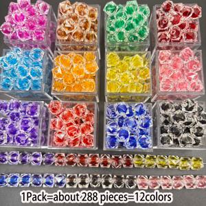 TEMU 288개 아크릴 사각 비즈 세트 (12가지 색상), 각 10mm, 팔찌, 주얼리, 키체인 펜던트, 의류 장식 제작에 적합. 이 장식 비즈는 주얼리 제작 키트 및 용품에 이상적입니다.