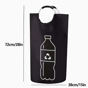 TEMU ZGV 초대형 폴리에스터 세탁 바구니 & 주방 수납 정리함 1개 - 접이식 재사용 가능 병 모양 바구니 (EVA 후크 포함), 고품질 원통형 디자인 (가정 정리용), 세탁 바구니, 모던 정리함, 튼튼한 손잡이