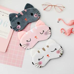 TEMU 2개 고양이 캐릭터 수면 안대, 가정용 통기성 안대, 차량 수면 액세서리, 여행용 수면 액세서리, 여행, 사무실, 비행기 수면용, 수면 장애 선물