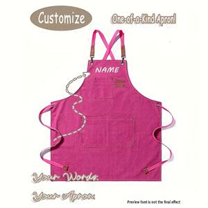 TEMU 이름 또는 텍스트로 맞춤 제작 가능, 1개 개인화 전문가용 앞치마 - 이름/문구 맞춤 설정 가능, 앞주머니가 있는 고강도 폴리에스터 작업용 앞치마, 미용실, 주방, 정원 가꾸기, 매니큐어 전문가, 미용사, 베이커에게 적합 - 이상적인 선물, 헤어에 적합