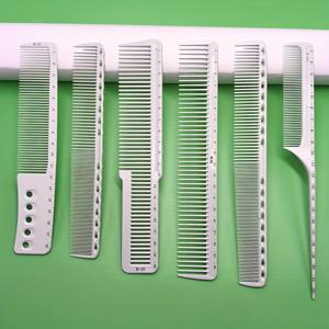 TEMU 화이트 6개입 헤어드레싱 빗 세트, 측정 눈금 포함, 정밀한 헤어 트리밍을 위한 스타일링 빗, 남녀 공용, 섬세한 디테일링 및 스타일링, 남녀 헤어스타일용 공용 이발용 빗 세트, 필수 전문가용 스타일리스트 살롱 빗 세트