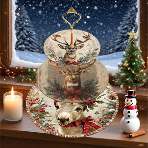 TEMU 1개 3단 나무 크리스마스 사슴 패턴 장식용 수납 트레이, 거실, 다이닝룸, 침실 등 다양한 공간의 소품 장식용으로 적합. 특히 크리스마스 및 추수감사절 테마 파티의 책상 장식에 이상적. 세련된 책상용 장식 트레이 스탠드 - 비정형 예술용 플래터, 비식품용