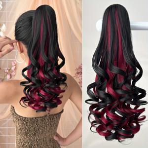 TEMU 여성용 내열 합성 헤어 익스텐션 - 14인치 딥 웨이브 클로 포니테일 가발 (브라운/블랙/블론드/레드/그레이/화이트/그레이/블랙/그레이/그레이/그레이/그레이/그레이/그레이/그레이), 내열 섬유, 안전한 부착, 간편한 관리