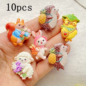 TEMU 10개 세트 만화 동물 테마 레진 참, , 토끼, 양, 닭 모양, 공예 장식, 헤어 액세서리, 휴대폰 케이스, 주얼리, 스크랩북, 웨딩 장식에 완벽. 크리스마스 선물로 좋습니다.