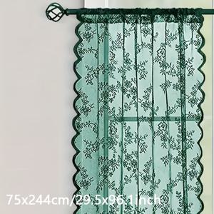 TEMU 플로럴 자수 프린트 레이어드 암막 커튼 1개, 반투명 폴대 통형 커튼통, 레트로하고 매력적인 꽃무늬, 작은 창문, 욕실, 지하실, RV, 세탁실, 캠핑카에 적합, 궁극의 우아한 외관 연출
