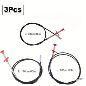 TEMU 배수구 막힘 제거기 3개 세트, 3가지 길이(35인치/63인치/79인치) 4발톱 배수구 청소봉, 거름구멍 청소 도구, 화장실 하수관 주방 싱크대 욕실 세면대 욕조 막힌 배수구용 다용도 배수구 머리카락 청소기, 유연한 집게형 그래버, 발톱형 집게 리처