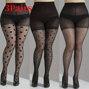 TEMU 3쌍 세트 여성용 대형 사이즈 시스루 팬티스타킹 - 안티풀 타이트핏 불투명 댄싱/양말, 일상 착용 가능, 손세탁 가능한 얇은 섹시 스타킹