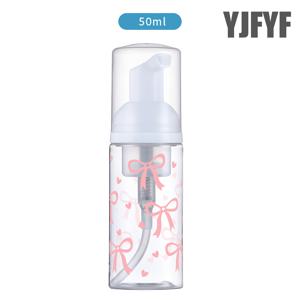 TEMU 1개 핑크 리본 여행용 폼 디스펜서 병 - 플라스틱 폼 펌프 비누 디스펜서 병, 투명 폼 병, 빈 병, 폼 펌프, 디스펜서 병, 손, 샴푸, 욕실, 헤어살롱, 뷰티살롱용