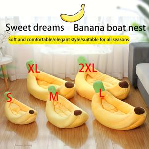 TEMU 바나나 과일 시리즈 애완 동물 포기, 겨울철 따뜻함을 위한 두꺼운 디자인, 소형견 및 중형견 및 고양이를 위한 편안한 매트, 침대에서 일어날 필요 없는 사람들에게 완벽