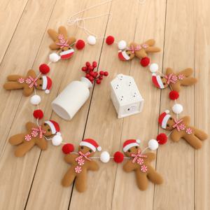 TEMU 1개 진저브레드 맨 가랜드 펠트 캐릭터 - 부드러운 펠트 크리스마스 트리 & 벽난로 걸이 장식, 진저브레드 쿠키 파티 배너, 크리스마스 벽, 벽난로 DIY 공예 - 쉬운 걸이 휴일 장식