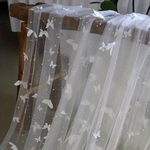 TEMU 3D 나비 투유 시스루 메쉬 네트 원단 반짝이 진주 비즈 레이스 천 바느질 공예 드레스 의상 홈 데코용