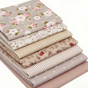 TEMU 빈티지 플로럴 7피스 미리 재단된 원단 번들 (50X50Cm) 및 소형 사이즈 사분면 코트 옵션, 패브릭 아트, 리본/인형 옷/자수 재봉 용품/빈티지 원단 공예 키트/창의적인 선물 세트/수제 공예