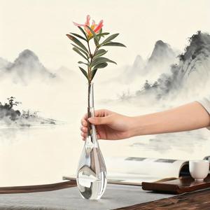 TEMU 1개 중국 젠 유징 투명 유리 꽃병 - 거실/침실/홈스테이 홈 데코, 수경 재배 꽃병, 꽃꽂이 장식 및 선물
