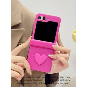 TEMU 휴대폰 케이스 - Magenta/옐로우 보호 케이스 (힌지 포함) + 3D 하트 폰 케이스 (Z Flip 7, Z Flip 7FE, Z Flip 6, Z Flip 5, Z Flip 4, Z Flip 3 호환)