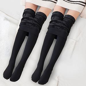 TEMU 여성용 두꺼운 보온 타이츠 2개 - 하이웨이스트 겨울용 보온, 반투명 팬티스타킹 400/두꺼운 레깅스, 손세탁 가능한 슬림 탄력 스타킹, 날씨 및 레이어링용