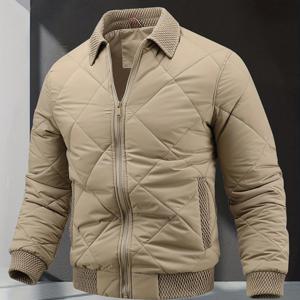 TEMU 남성용 단색 도톰한 보온 겨울 아우터웨어, 업무용 실용적인 아웃도어 캐주얼 재킷