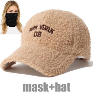 TEMU 투팩 스트리트 스타일 엣지 NEW YORK 08 램스 플리스 베이스볼 캡 + 마스크 | 멀티컬러 스타일리시 모자, 스타일 애호가를 위한