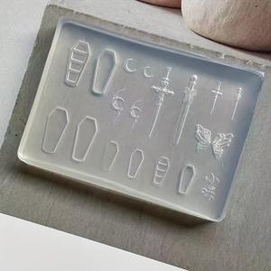 TEMU 고딕 스타일 네일 아트 실리콘 몰드 (검, 달, 나비, 관 포함), 창의적인 휴일 장식에 완벽