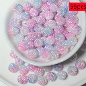 TEMU 핑크, 보라, 파란색 10mm 컬러 비즈 55개 세트 (양미 볼 비즈 포함), 공예 및 주얼리 제작에 적합