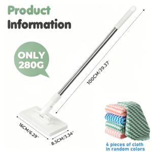 TEMU 세트 5개: 핸즈프리 자동 청소기 시스템 1개 + 청소용 천 4개 포함, 원버튼 천 교체 기능, 튼튼한 ABS 구조, 공간 절약형 디자인, 표준 청소용 천 호환, 주방, 욕실, 창문, 바닥 청소에 적합