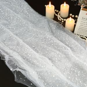 TEMU 8가지 색상 중 선택 가능, 59인치 x 1야드의 특대형 조각 포함, 총 118인치의 미리 재단된 스팽글 튤 원단 롤 - 반짝이는 별과 달 스팽글 특징, 결혼식, 생일 축하, 크리스마스 장식에 적합