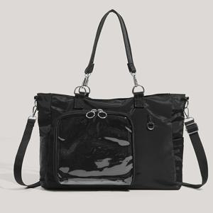 TEMU 새로운 일본 스타일 캐주얼 패션 아카데믹 나일론 대용량 투명 배지 애니메이션 피규어 파우치백, 쇼핑, 통근, 파티, 애니메이션 컨벤션, 축제용 및 친구 선물용, 싱글숄더 또는 크로스백