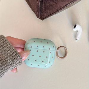 TEMU 민트 마몽테 그린 브라운 물방울 무늬 + 링 이어폰 케이스 (Apple Airpodspro3 케이스/Airpodspro2 케이스/Airpods4 케이스/Airpods3 케이스/Airpods2 케이스용)/패션 여성 이어폰 케이스/간편 이어폰 케이스