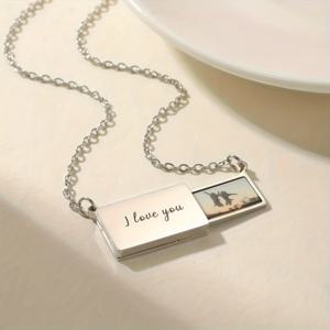 TEMU 커스텀 커플 사진 로ET 목걸이, 맞춤형 가족 사진 목걸이, 스테인리스 스틸 친구 사진 목걸이, 포토 모먼트 목걸이, 발렌타인데이 선물, 친구 목걸이, 가족 선물, 크리스마스 선물, 초상화 주얼리