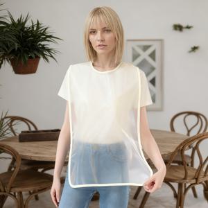 TEMU 성인용 재사용 가능 장시간 착용 앞치마 1개 - 세탁 불필요 턱받이형, 조절식 벨크로 잠금장치 포함, 베이지/화이트/그레이/블랙 - 식당, 카페, 직원용 다용도 보호 의류 커버