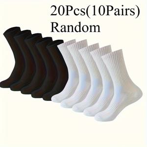 TEMU 남성용 흑백 양말 20개(10켤레)/40개(20켤레), 커플 스포츠 양말, 봄/가을 캐주얼 양말, 편안한 사계절용 양말, 운동용 양말