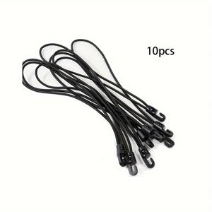 TEMU 후크와 텐션 스트랩이 있는 신축성 있는 로프 10개 - 가정 및 캠핑 장비용 조절식 다기능 스트랩 | 내구성 있는 고무/플라스틱, 캠핑 액세서리, 안전한 고정, 세련된 외관, 견고한 구조