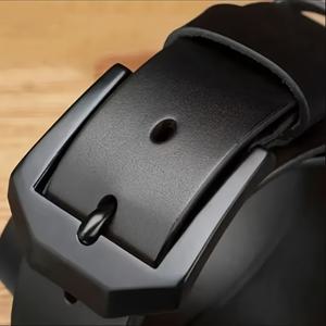 TEMU 남성용 천연 가죽 벨트, 금속 합금 버클 및 핀 버클 포함, 사이즈 조절 가능한 풀그레인 가죽 벨트, 블랙/브라운, 생일 선물