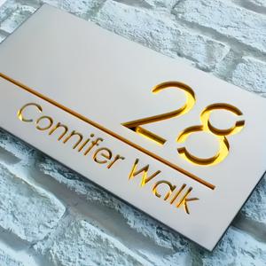 TEMU 맞춤 제작 가정 장식 레이저 컷 아크릴 집 번호판 - 이중층 반투명 무광 모던 주소표지판, 숫자 거리, 벽걸이형 야외 주소표지판, 가정 및 상업용, 다양한 색상, 메탈릭 질감 선택 가능, 2D 평면