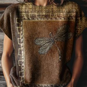 TEMU 봄/여름 패션 신상 스타일리시 멀티핏 풀오버 라운드넥 민소매 여성 탑 동물 패턴 플랫 디지털 프린트 트렌디 여성 니트웨어 여름 솔스티스