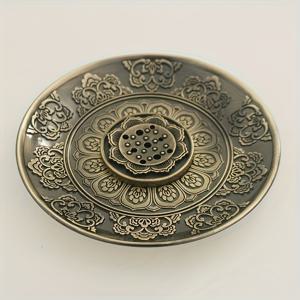 TEMU 로터스 젠 메탈 향로 홀더, 9구멍 조각 향로 트레이 + 향로 스탠드, 요가 합금 향로 홀더 2개 + 재받이, 대형 롱넥 스틱 향로 홀더, 전통 패턴 핸드캐스트 철제 캔들 홀더, 홈 데코 명상 영적 액세서리, 이상적인 휴일 선물