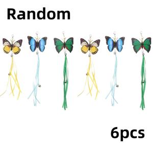 TEMU 6개입 나비 고양이 장난감 (타격용 & 교체 부품 포함) - 새끼 고양이와 고양이에게 적합한 인터랙티브 캣 스틱 장난감, 내구성 있는 폴리프로필렌 타격용 배트, 사냥 본능을 자극하는 티저