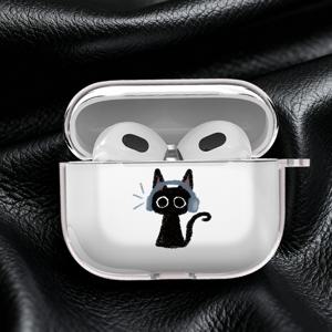 TEMU 세련되고 독특한 검은 고양이 이어폰 디자인 투명 케이스 (에어팟 4/3/2/Pro2/Pro 호환), 가족, 친구, 남성 및 여성을 위한 완벽한 크리스마스 선물, 소스 팩토리에서 할인 가격으로 구매 가능